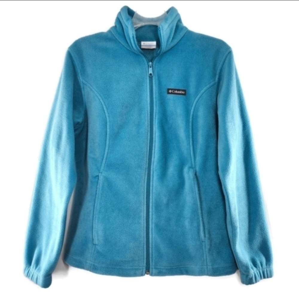 Columbia Benton Springs Turquoise Blue Full-Zip Cold Block Collar Fleece Jacket - Picture 2 of 11